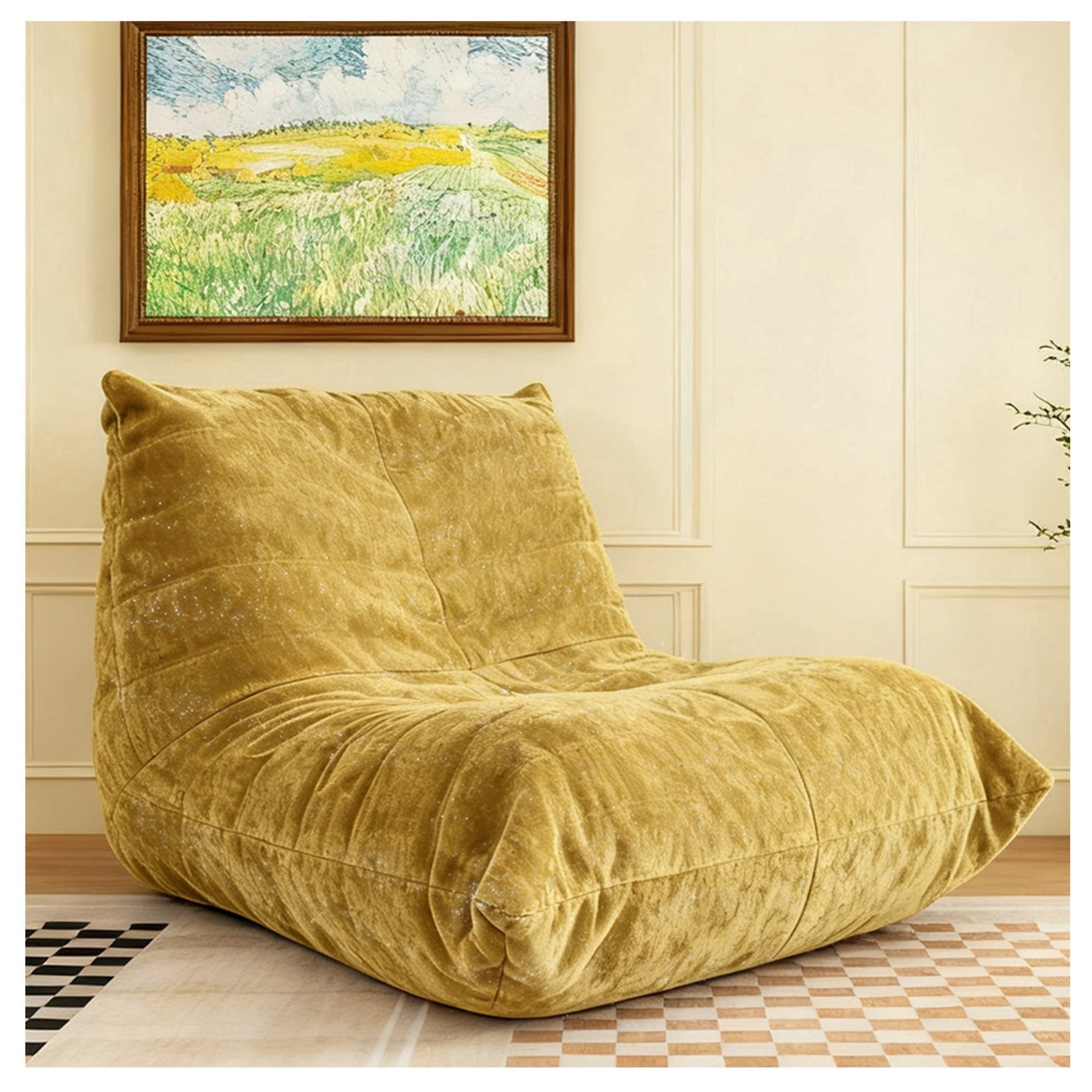 LLappuil Bean Bag Chair, Lazy Sofa Chair for Adults, BeanBag Chair Bean Bag Sofa with Memory Foam for Living Room Bedroom Yellow