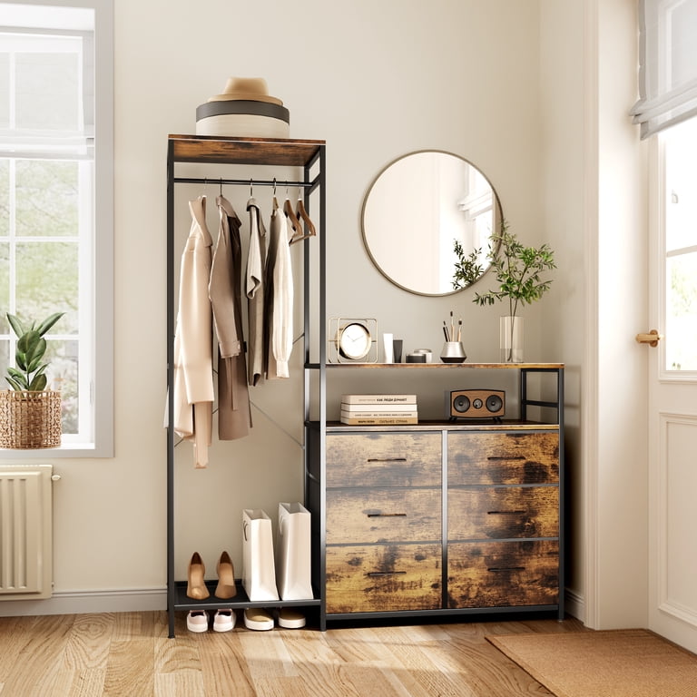 hanging dresser Hardwood Floating Krovel Furniture Co 1 Clothing Rack LLappuil Dresser with Hanging Rack