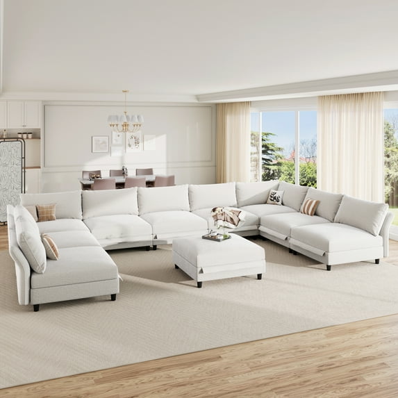 LLappuil Modular Sectional Sofa, 10 Seat Modular Sectional Sofa with Storage, Oversized Deep Seat Chenille Sofa for Living Room