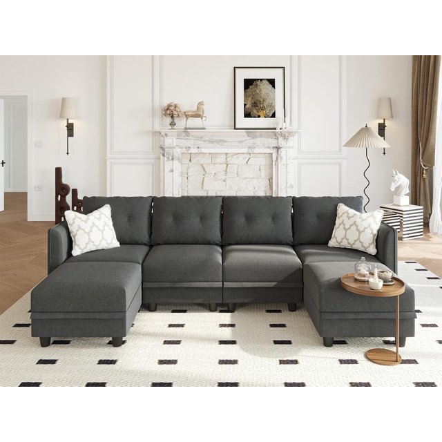 LLappuil Modular Sectional Sofa, 112" U Shaped Sectional Sofa Couch