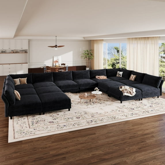 LLappuil Modular Sectional Sofa, 14 Seat Modular Sectional Sofa with Storage, Oversized Deep Seat Chenille Sofa for Living Room
