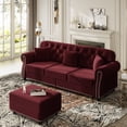 thumbnail image 1 of LLappuil Modular Sectional Sofa, 3 Seat Velvet Sofa with Ottoman for Living Room Red, 1 of 9