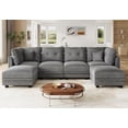 thumbnail image 1 of LLappuil Modular Sectional Sofa, 6 Seat Corduroy Sectional Sofa with Storage, 6 Back Cushion 6 Throw Pillow Gray, 1 of 8