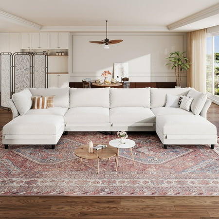 LLappuil Modular Sectional Sofa, 6 Seat Modular Sectional Sofa with Storage, Oversized Deep Seat Chenille Sofa for Living Room