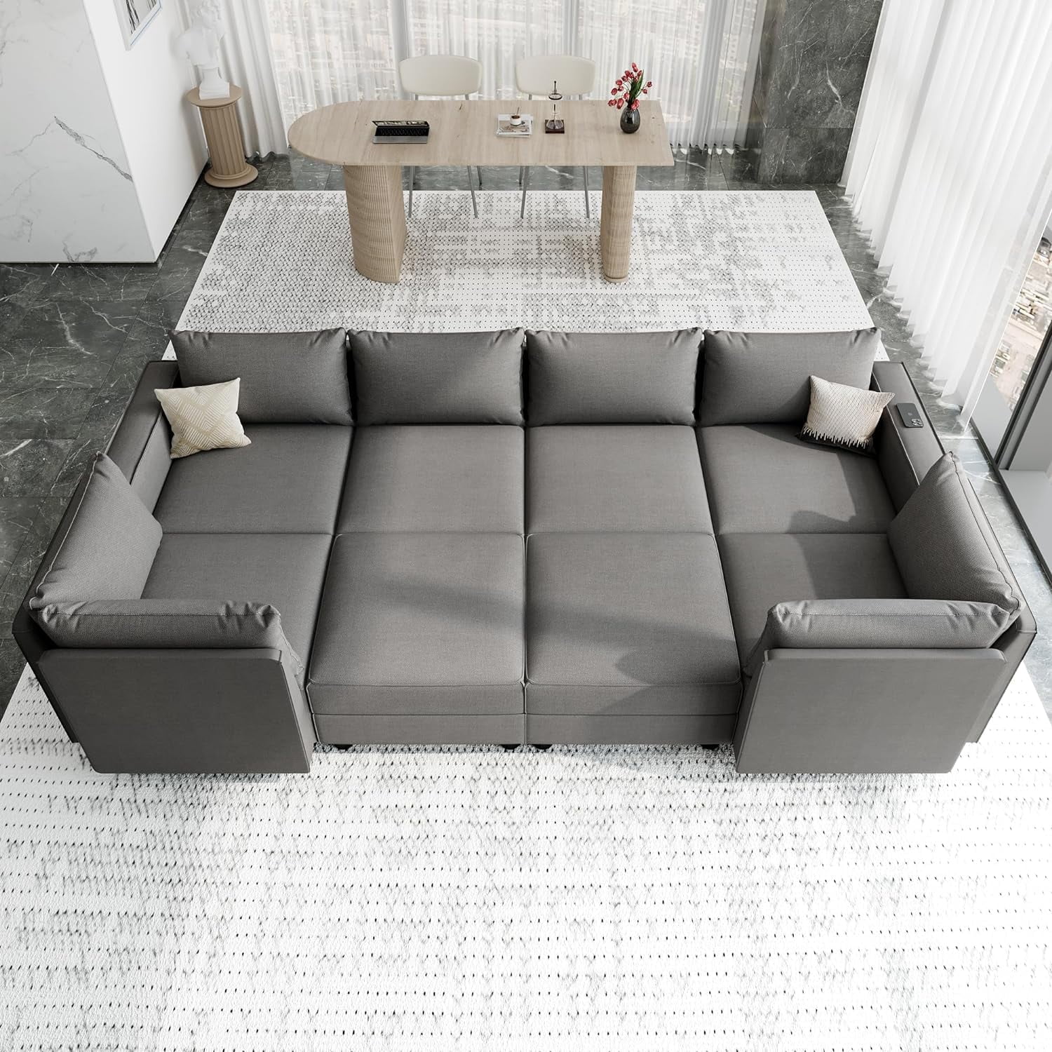 LLappuil Modular Sectional Sofa, 8 Deep Seat Modular Sectional Sofa ...