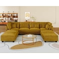 thumbnail image 1 of LLappuil Modular Sectional Sofa, 8 Seat Corduroy Sectional Sofa with Storage, 6 Back Cushion 6 Throw Pillow Yellow, 1 of 8