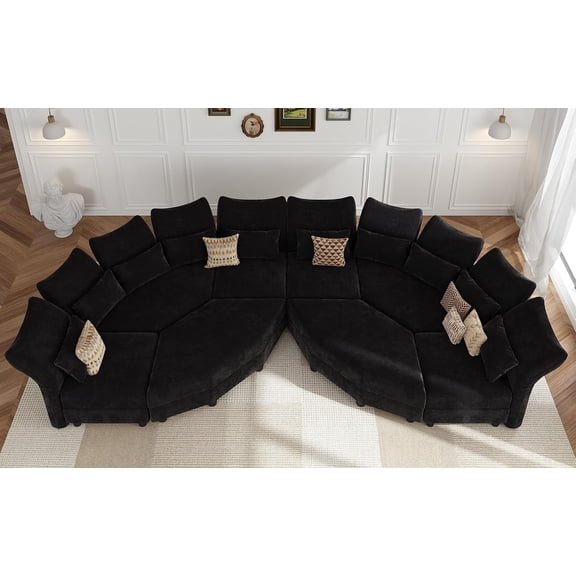 LLappuil Modular Sectional Sofa, 8 Seat Modular Sectional Sofa with Storage, 4 Corner Large Seat, Adjustable Armrest, 25.6" Deep Seat Chenille Corner Sofa Couch Black