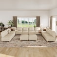 thumbnail image 1 of LLappuil Modular Sectional Sofa, U Shaped Oversize Modular Sectional Sofa with Storage, 20.8" Deep Seat 14 Seat Linen Sofa Couch Beige, 1 of 9