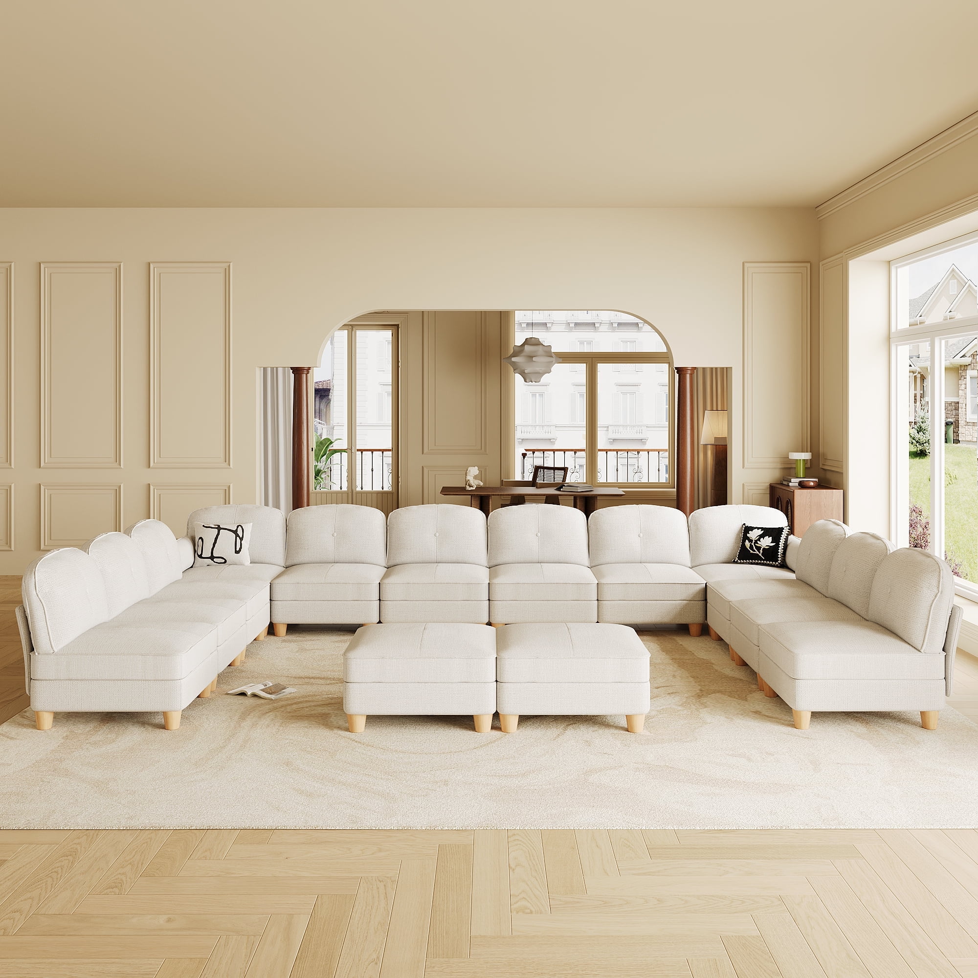 LLappuil Modular Sectional Sofa, U Shaped Oversize Modular Sectional