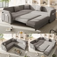 thumbnail image 1 of LLappuil Sectional Sofa, 85" Sectional Couch with Pull Out Sofa Bed King Size, 5 Seat Sofa Convertible Sofa Bed for Living Room Light Gray, 1 of 10