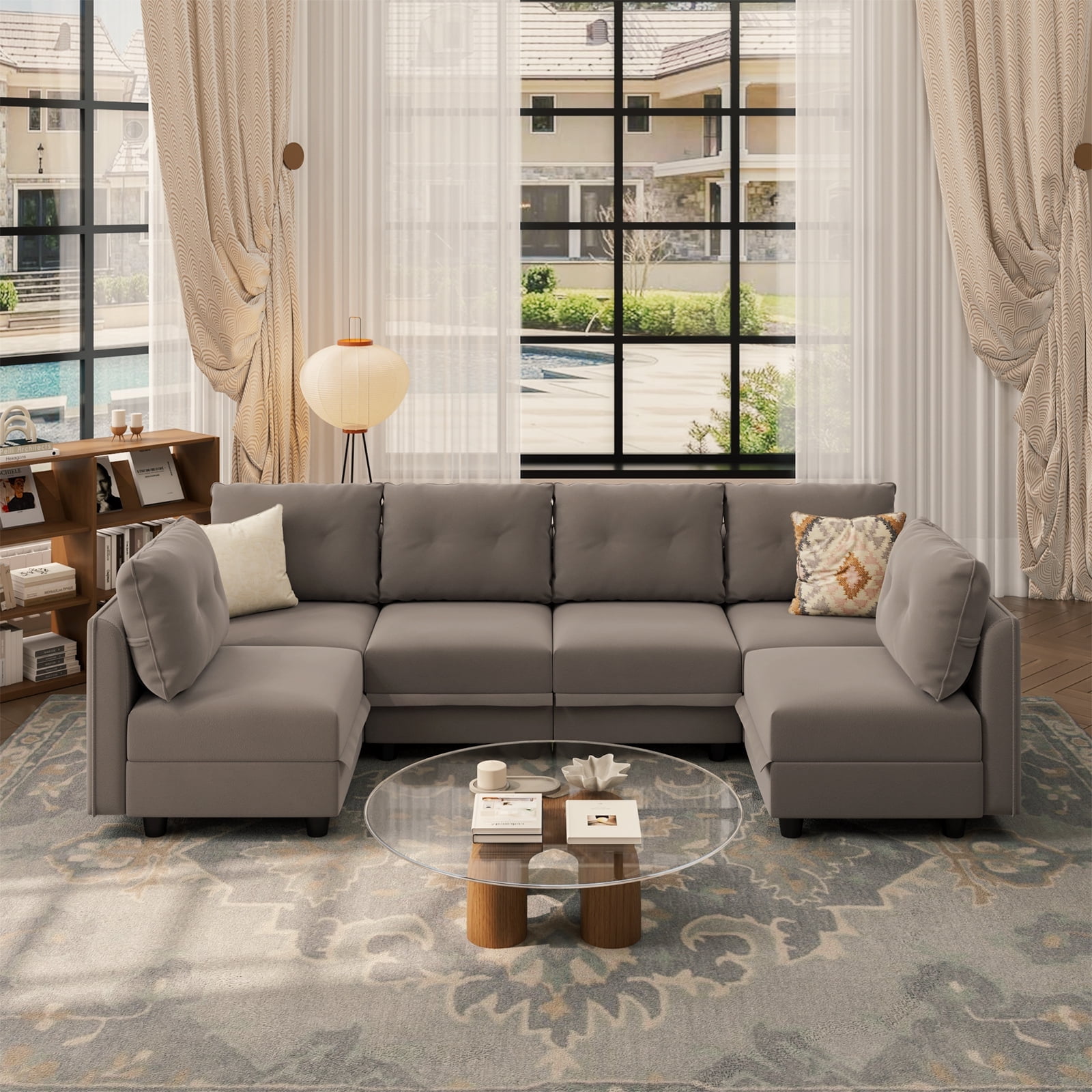 6 Seater Sectional Belffin Oversized Modular Sofa With Storage Seat U ...