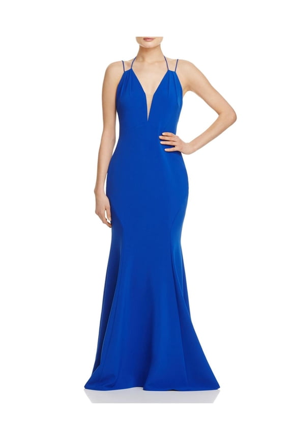 Womens Trumpet V-Neck Evening Dress