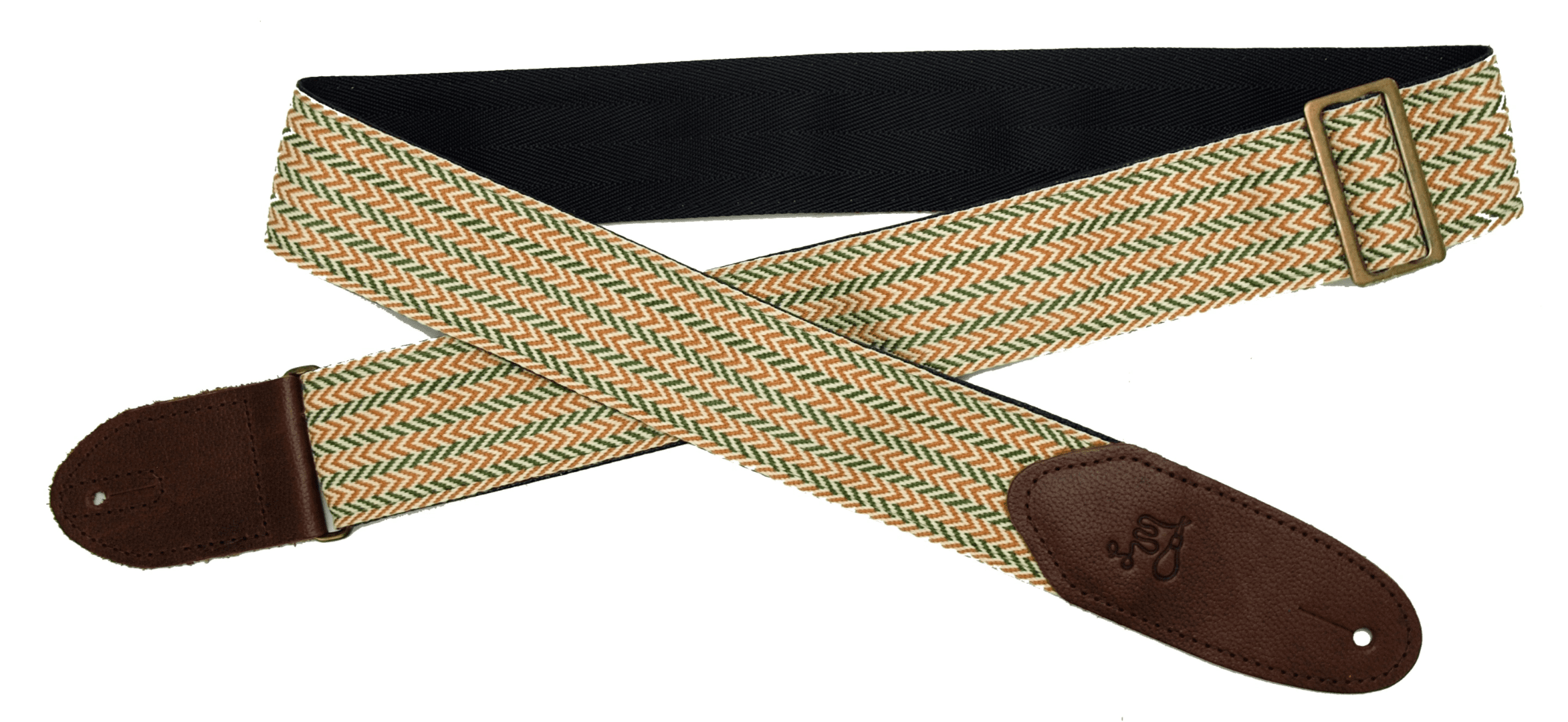 LM Products STH-O 2-Inch Wide Herringbone Adjustable Guitar Strap, Orange