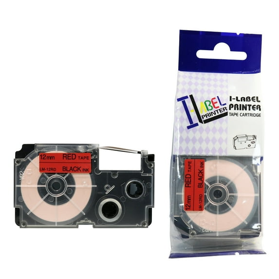 LM Tape Compatible 1/2" (12mm) Black on Red Tape for your Casio KL750 / KL-750 EZ Label Printer.