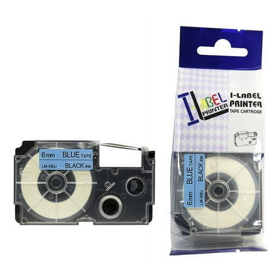 LM Tape Compatible 1/4" (6mm) Black on Blue Tape for your Casio KL60 / KL-60 EZ Label Printer.