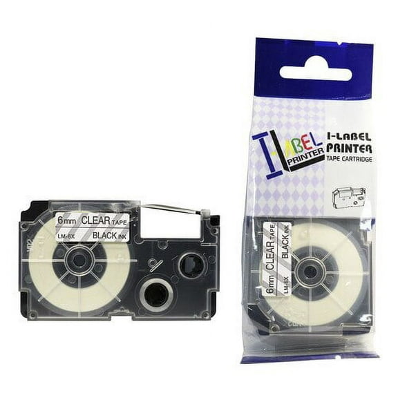 LM Tape Compatible 1/4" (6mm) Black on Clear Tape for your Casio KL60 / KL-60 EZ Label Printer.