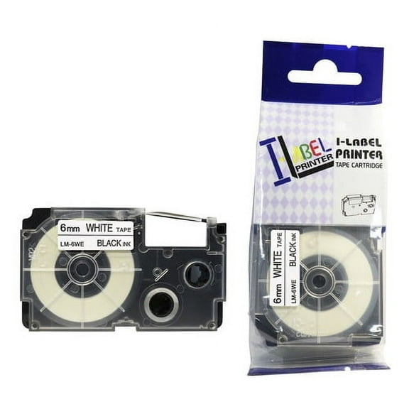 LM Tape Compatible 1/4" (6mm) Black on White Tape for your Casio KL1500 / KL-1500 EZ Label Printer.