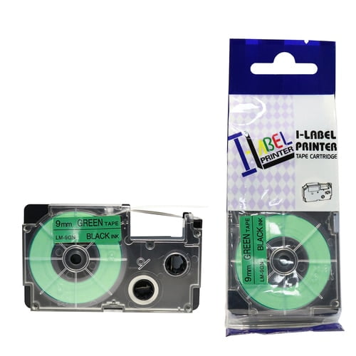 LM Tape Compatible 3/8" (9mm) Black on Green Tape for your Casio KL820 / KL-820 EZ Label Printer.