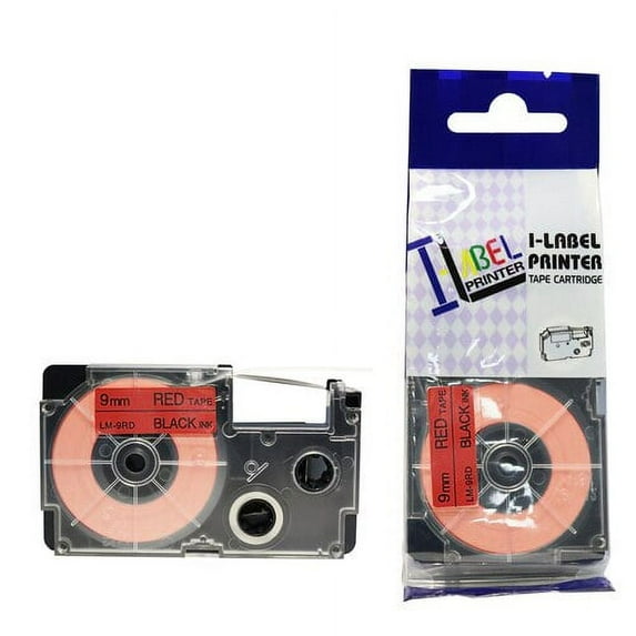 LM Tape Compatible 3/8" (9mm) Black on Red Tape for your Casio KL8100 / KL-8100 EZ Label Printer.