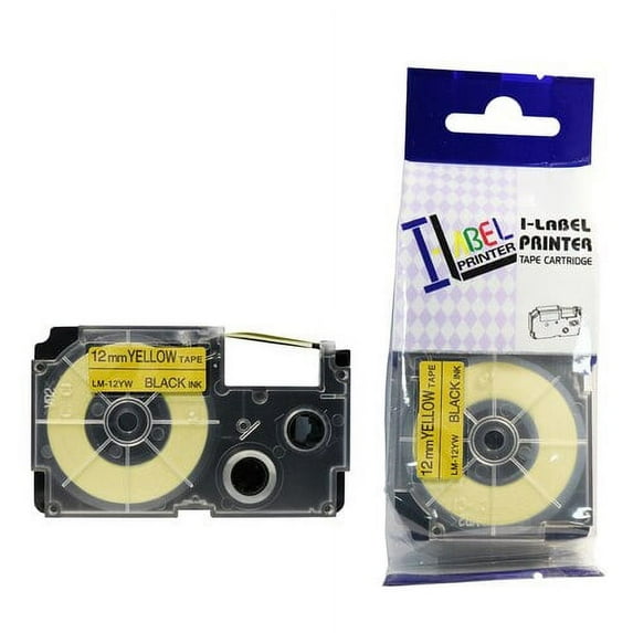 LM Tapes Premium Compatible Casio XR18YW 3/4 In Black on Yellow Tape Cassette, 1/Pack