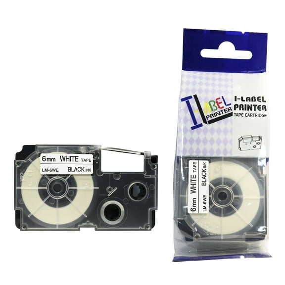 LM Tapes Premium Compatible with Casio XR6WE 3/8 In Black on White Tape Cassette, 1/Pack