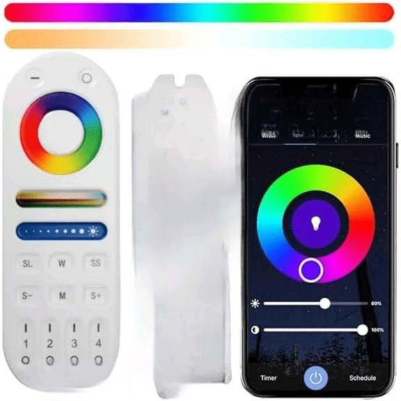 LM091WB5 WiFi Remote Controller Kit for RGB CCT RGBW Dimming LED Strip Lights, 4-Zone RF Wireless Control DC12-24V 5-in-1 LED Controller Compatible with Alexa Google Home Smart Life Tuya APP