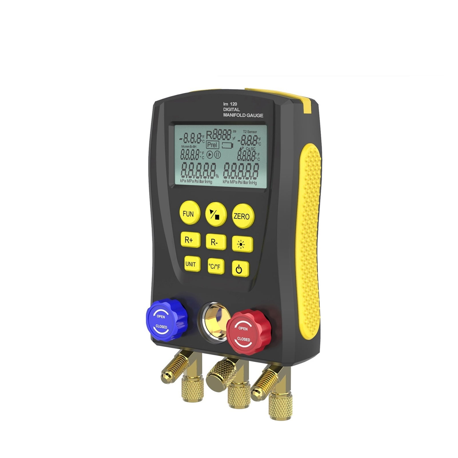 LM120 Refrigeration Pressure Gauge HVAC Vacuum Temperature Meter Test Tool Digital Manifold Tester For Air Conditioning ,Long Lasting