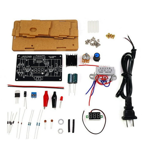 LM317 Adjustable Regulated Power Supply DIY Kit LM317 AC 110V to DC 1.25-12V Stabilized Power Supply US Plug(with Shell),Photo Color