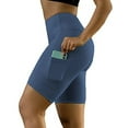thumbnail image 1 of LMB Biker Shorts for Women with Pockets, High Slimming Waist, Blue Mirage XS, 1 of 4