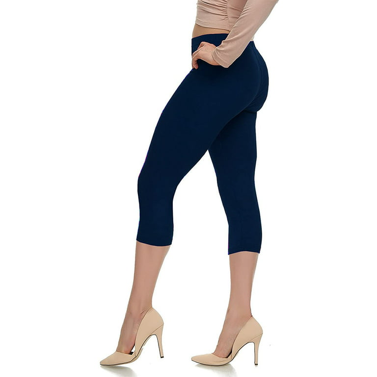 LMB Capri Leggings for Women with Pockets, High Waist, Extra Soft, Blue  Mirage S