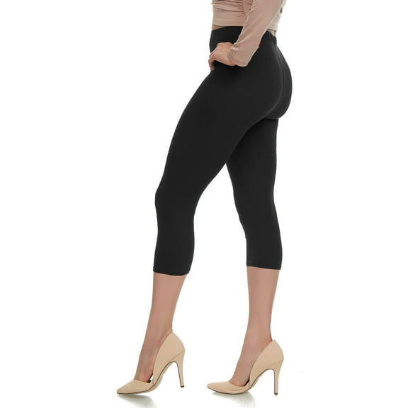 LMB Capri Leggings for Women Buttery Soft Polyester Fabric, Black, 3XL - 5XL
