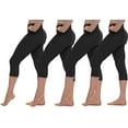thumbnail image 1 of LMB Capri Leggings for Women Buttery Soft Polyester Fabric, Black 4-Pack, XS - L, 1 of 3