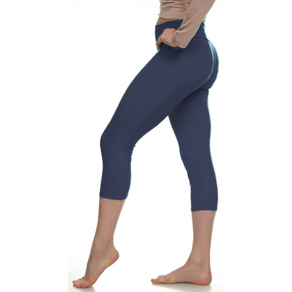 LMB Capri Leggings for Women Buttery Soft Polyester Fabric, Black Iris, XS - L