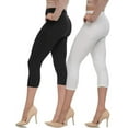 thumbnail image 1 of LMB Capri Leggings for Women Buttery Soft Polyester Fabric, Black-White, XS - L, 1 of 1