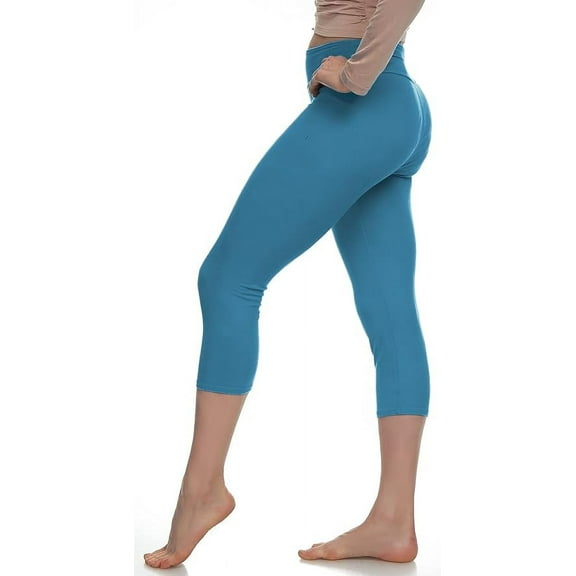 LMB Capri Leggings for Women Buttery Soft Polyester Fabric, Cendre Blue, XL - 3XL