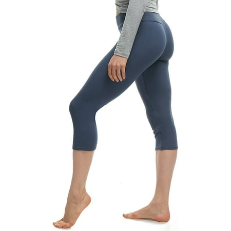 LMB Capri Leggings for Women Buttery Soft Polyester Fabric, Charcoal, XL - 3XL