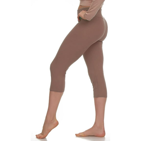 LMB Capri Leggings for Women Buttery Soft Polyester Fabric, Mocha, XS - L