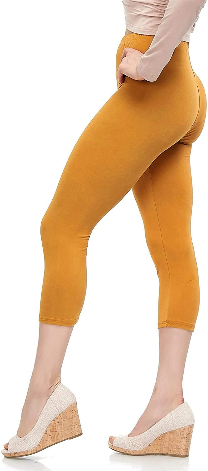 Capri Leggings for Women Buttery Soft Polyester Fabric, Black Mocha  Charcoal, XS - L 