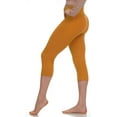 thumbnail image 1 of LMB Capri Leggings for Women Buttery Soft Polyester Fabric, Mustard, XL - 3XL, 1 of 3