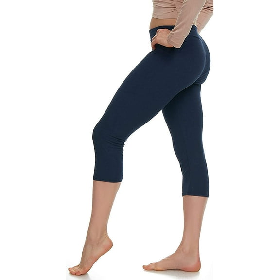 LMB Capri Leggings for Women Buttery Soft Polyester Fabric, Navy, XS - L