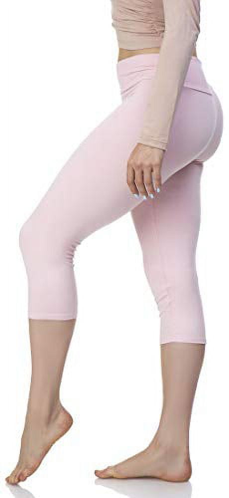 LMB Capri Leggings for Women Buttery Soft Polyester Fabric, Peach