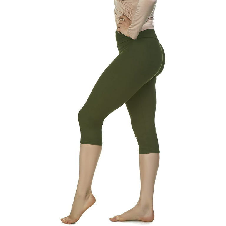 LMB Capri Leggings for Women Buttery Soft Polyester Fabric, Wilderness  Green, XS - L