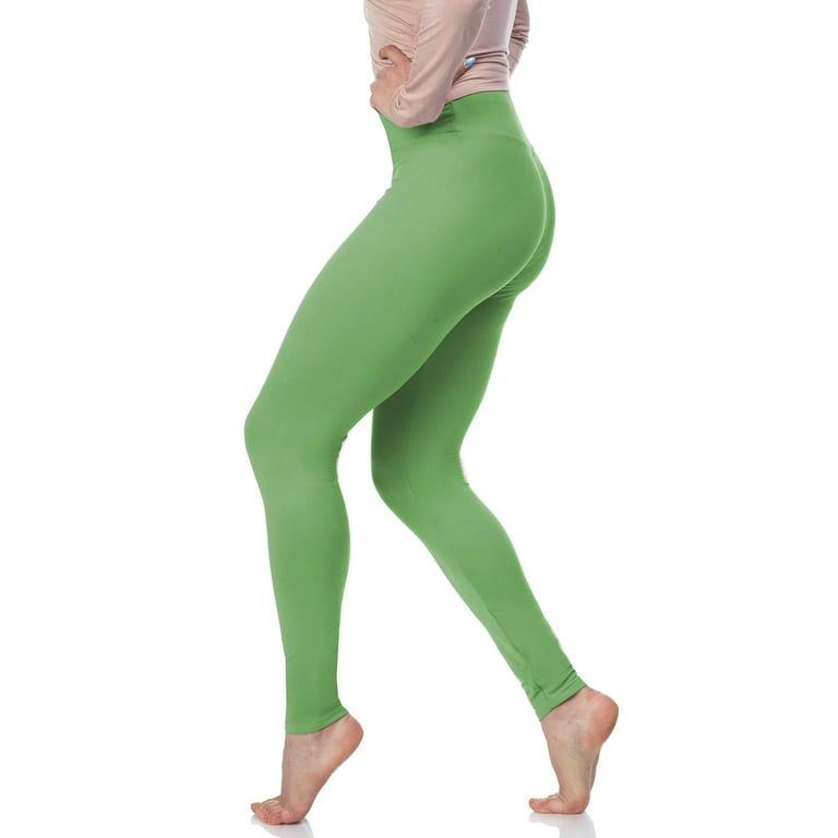 LMB Lush Moda Extra Soft Leggings Variety of Colors Yoga Waist Green, One  Size fits Most (XS - XL), Green Tea Yoga Waist 