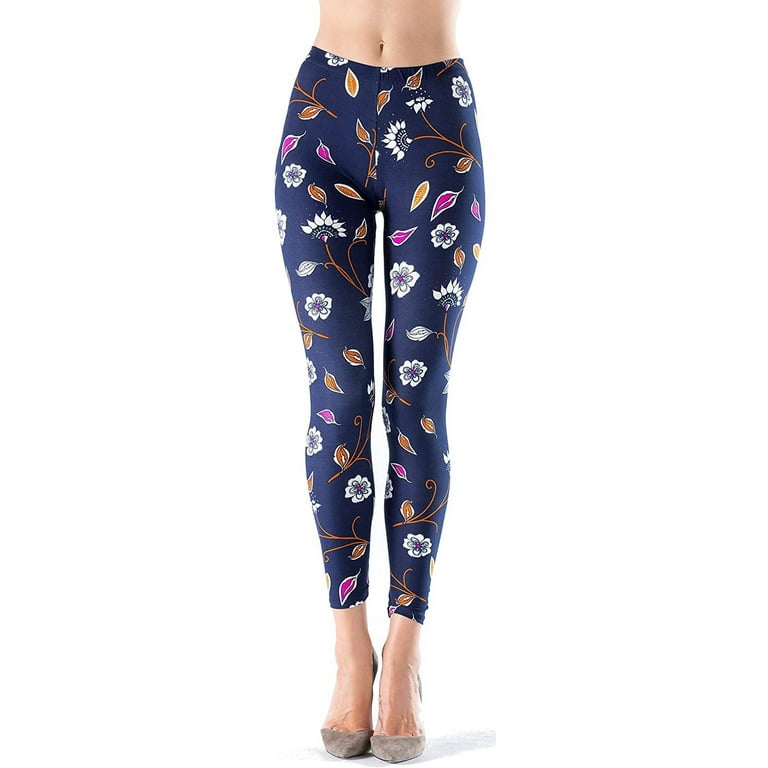 LMB Lush Moda Extra Soft Leggings for Women with Print Designs for  Lounging, Running, Fitness, Yoga and Sleepwear, X-Small to X-Large, Floral  Black