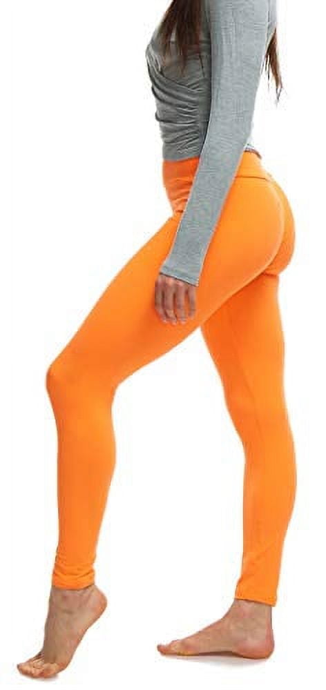 Lush Moda Leggings for Women with Comfortable Yoga Waistband - Buttery Soft in Many of Colors - fits X-Large to 3X-Large, Neon Orange