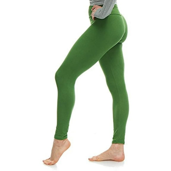 LMB Lush Moda Leggings for Women with Comfortable Yoga Waistband - Buttery Soft in Many of Colors - fits X-Large to 3X-Large, Olive