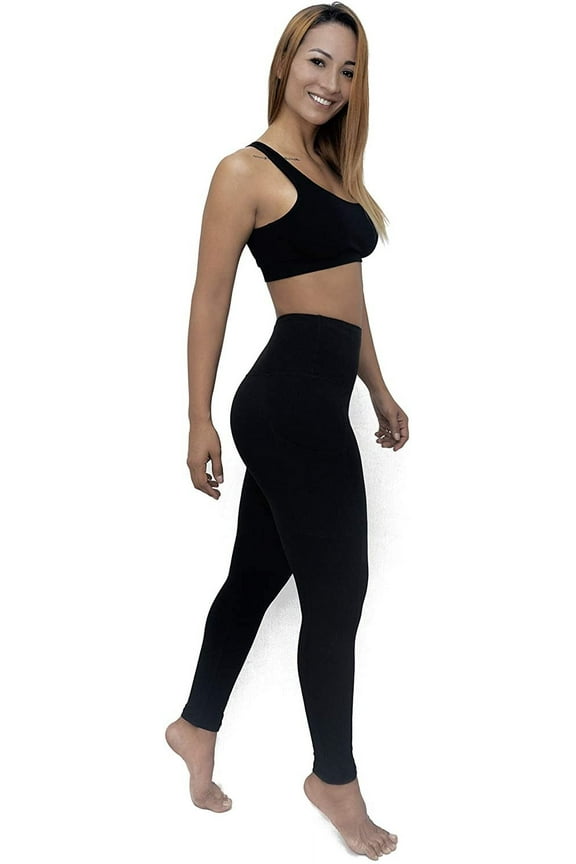 Lush Moda Leggings for Women with Comfortable Yoga Waistband - Buttery Soft in Many of Colors - fits X-Small to X-Large, Black