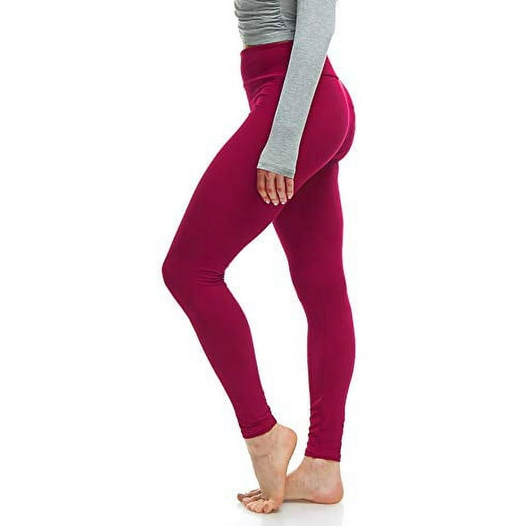 LMB Lush Moda Leggings for Women with Comfortable Yoga Waistband - Buttery  Soft in Many of Colors - fits X-Small to X-Large, Burgundy One Size