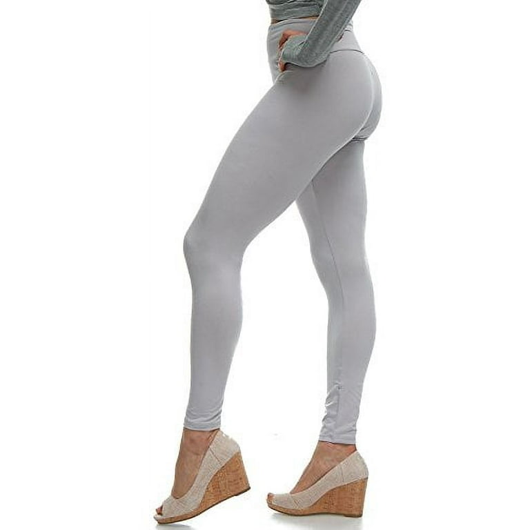 LMB Lush Moda Leggings for Women with Comfortable Yoga Waistband - Buttery  Soft in Many of Colors - fits X-Small to X-Large, Light Grey