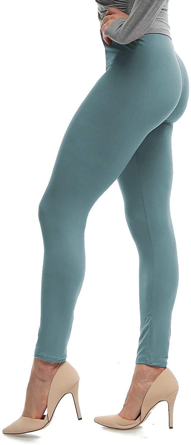 LMB Lush Moda Women's Leggings Basic Polyester - Extra Buttery Soft with Slimming Fit for Casual Wear, Lounging, Yoga, Exercise and Layering - Many Colors, ARCTIC, S - XL